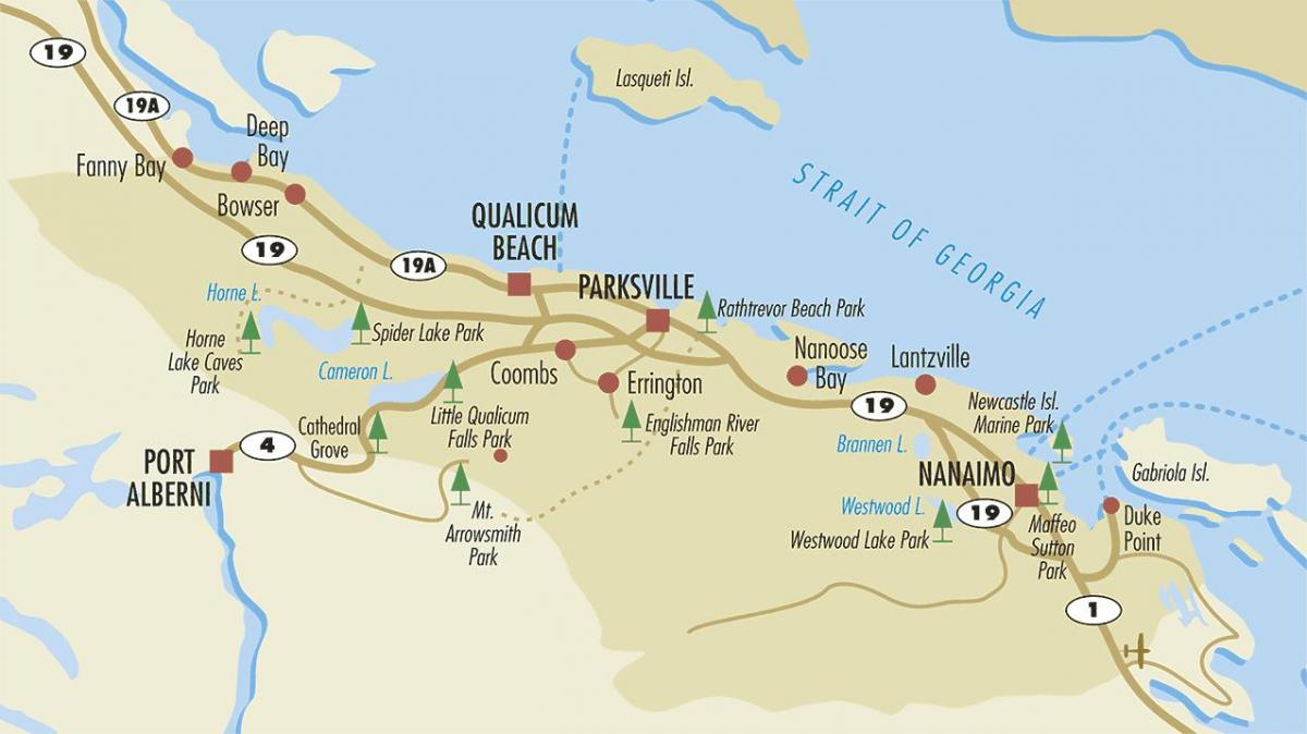 kart av parksville vancouver island