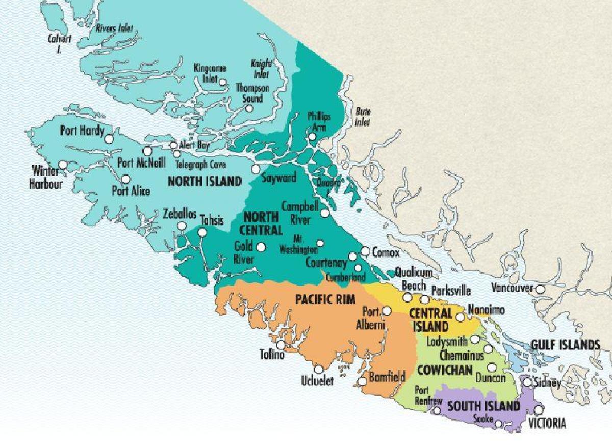 Kart av vancouver island vinprodusenter
