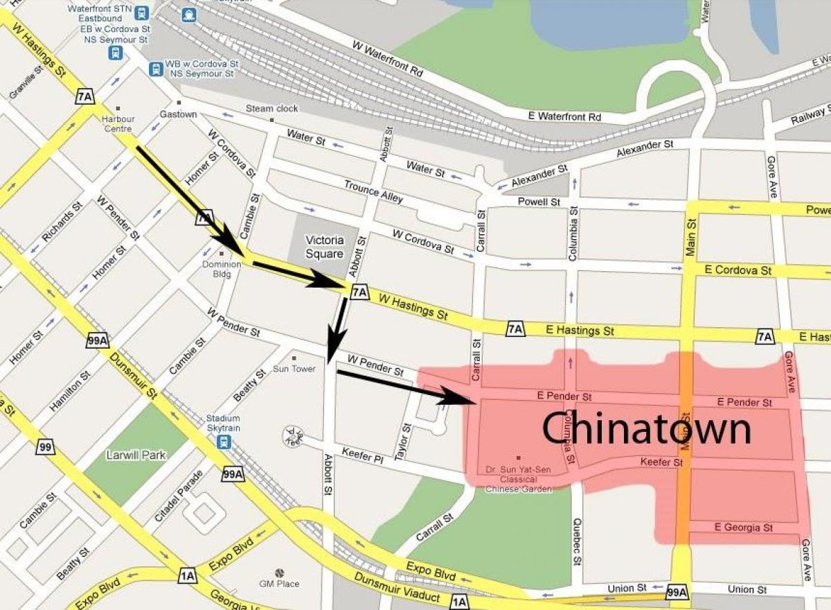 Kart av chinatown vancouver