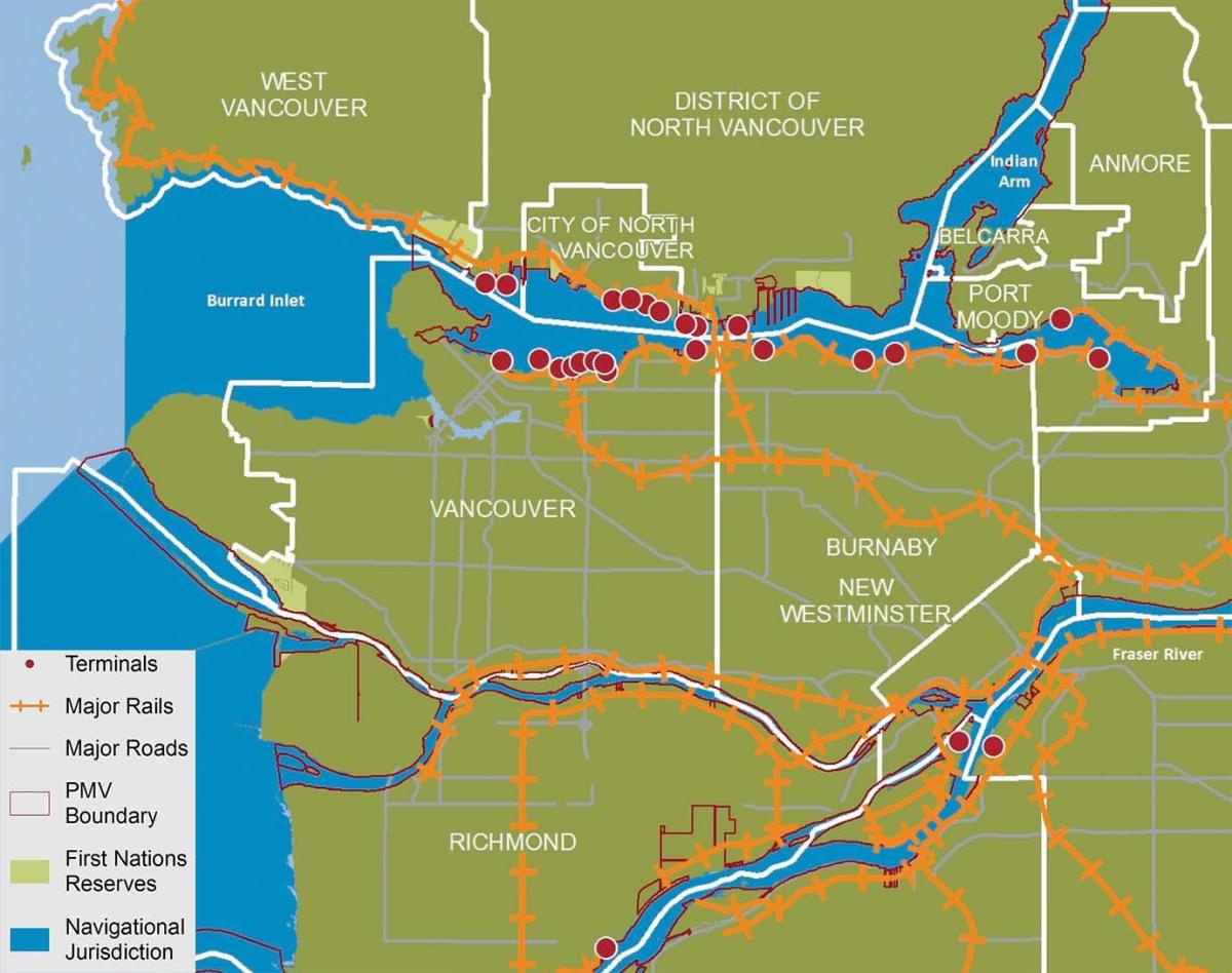 Kart av byen i nord-vancouver