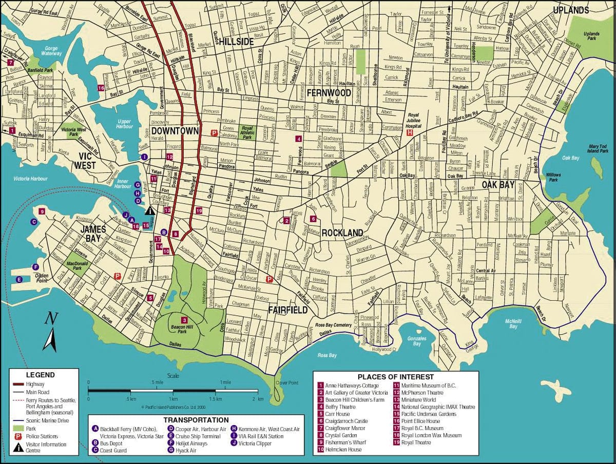 kart av vancouver canada og området rundt