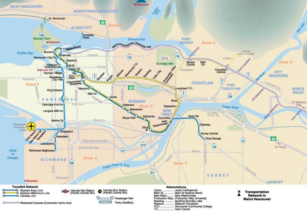 Kart over metro vancouver-området