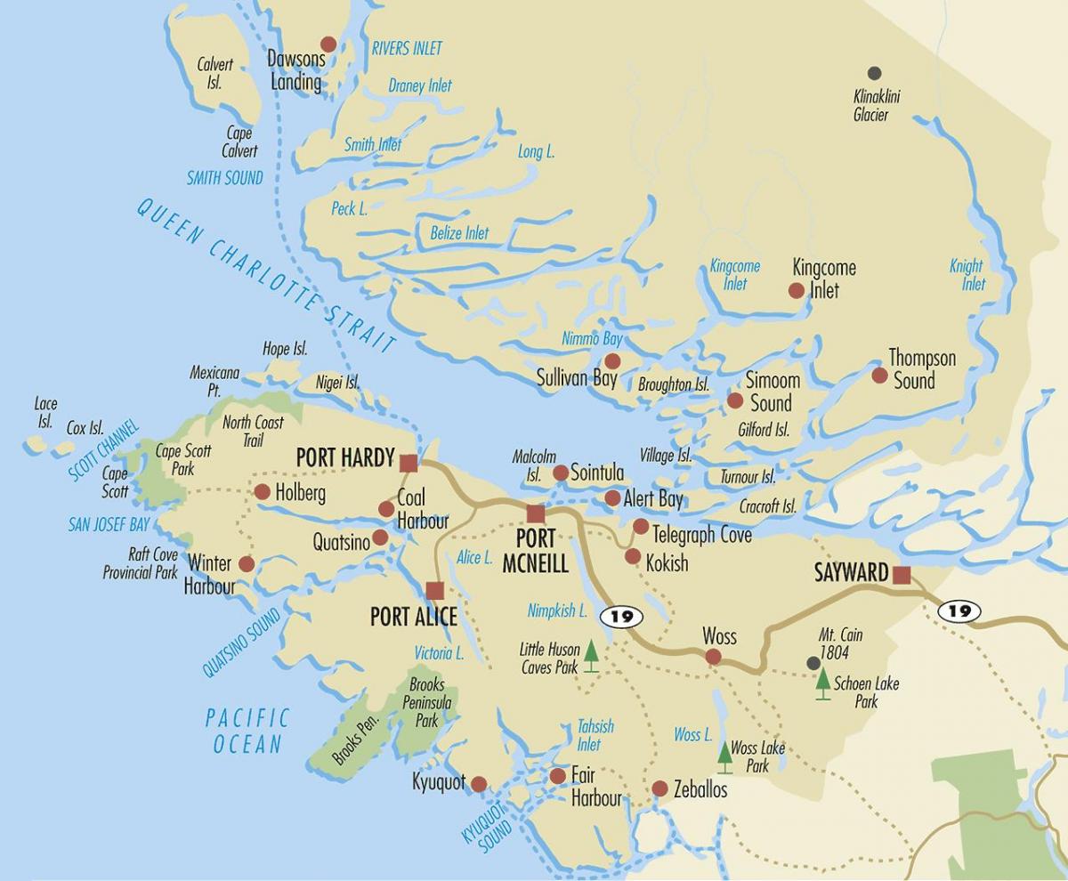 Kart over nord-vancouver island