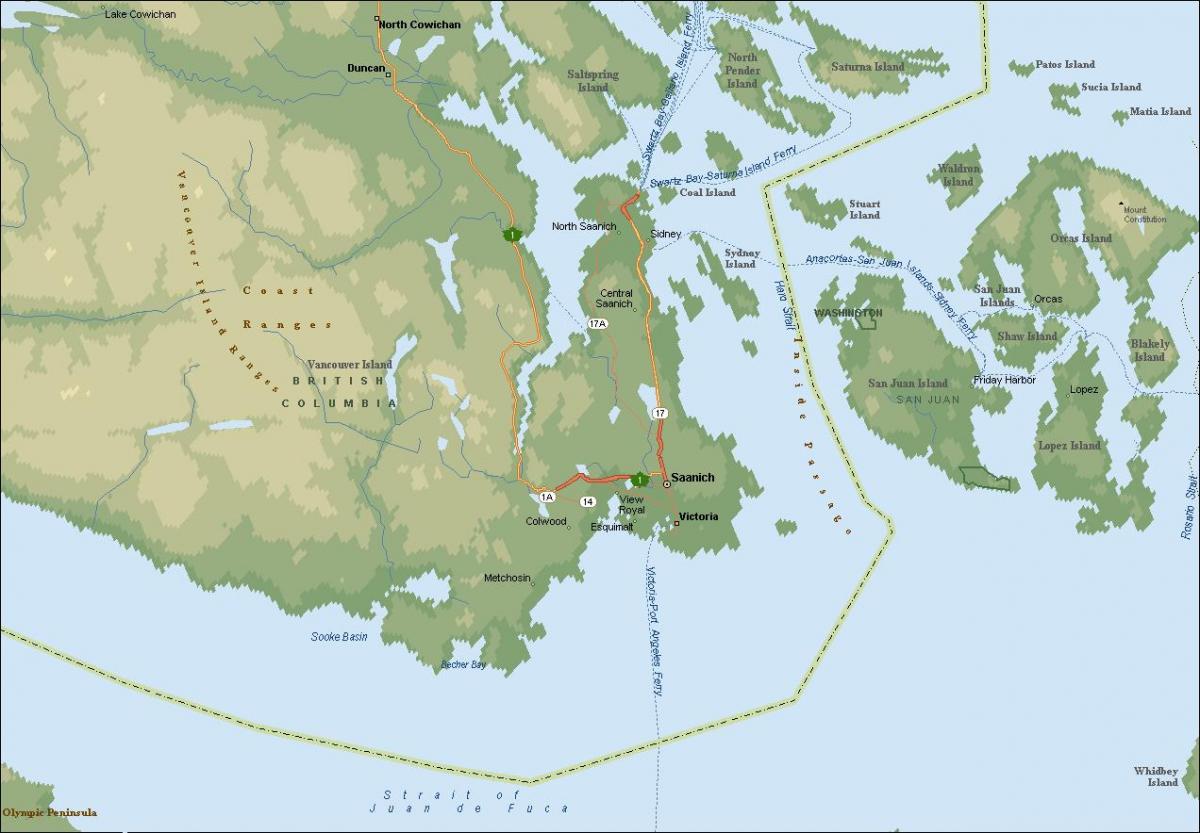 Kart over saanich vancouver island