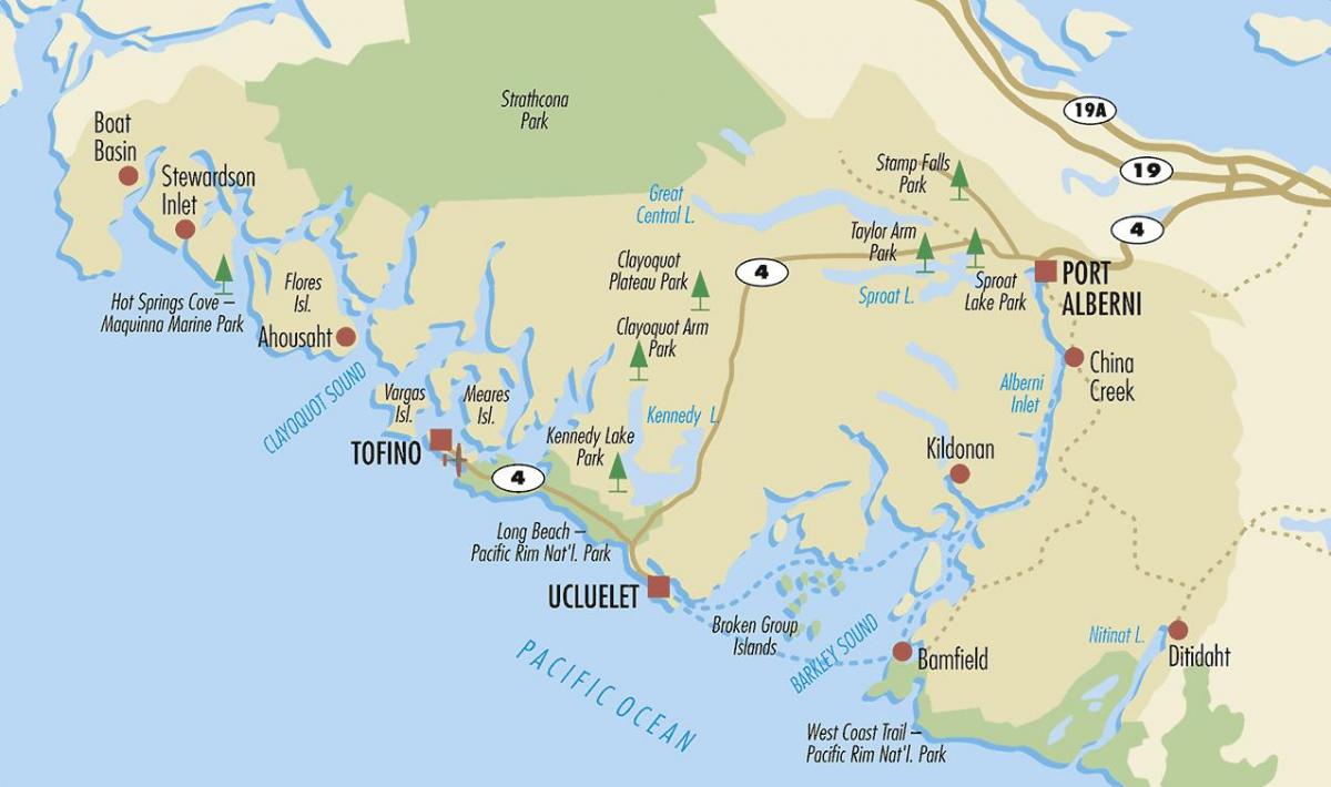 Kart av ucluelet vancouver island