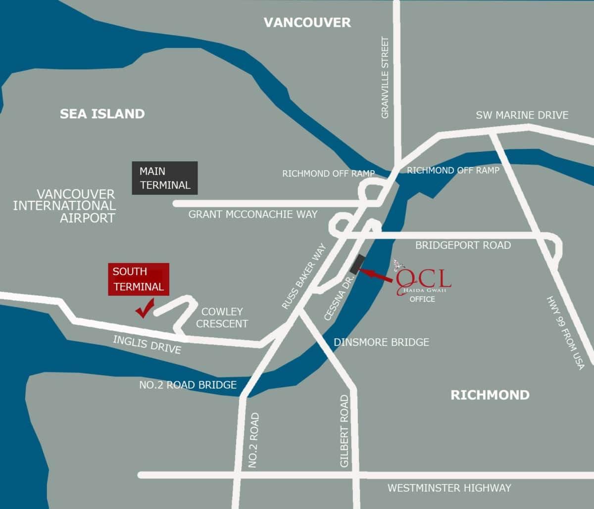Kart av vancouver airport beliggenhet
