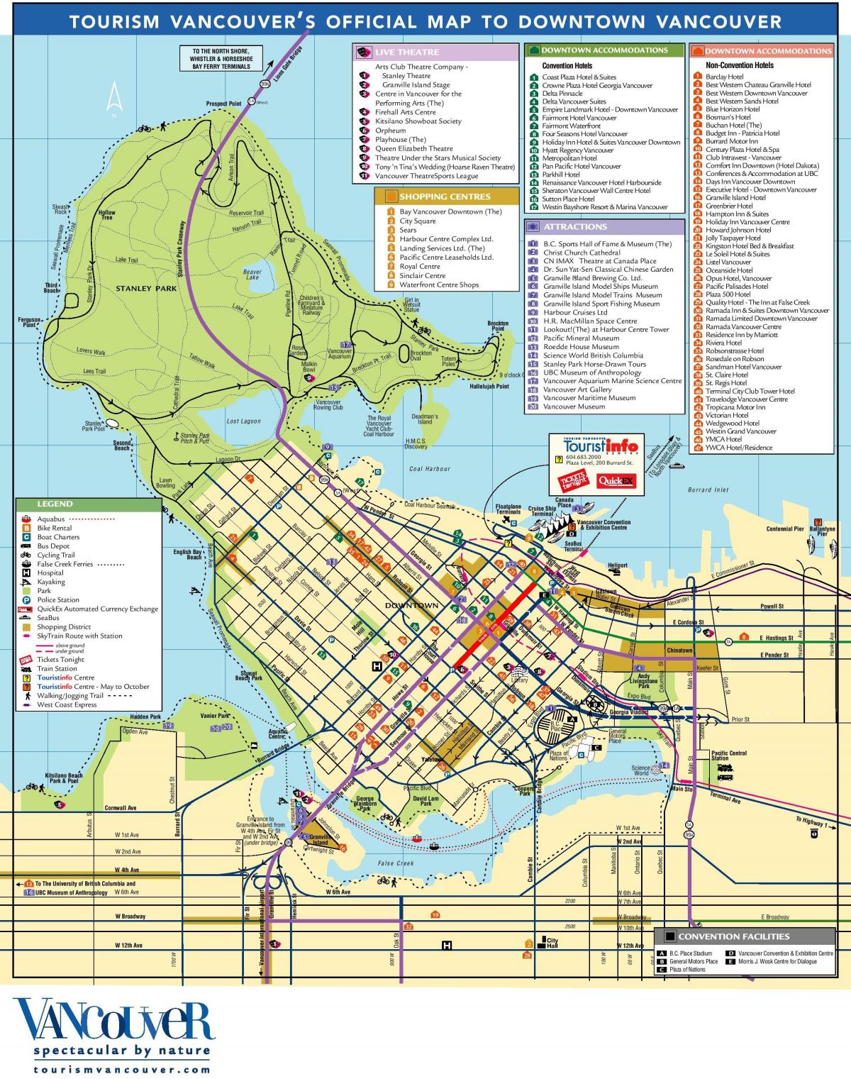downtown vancouver kart med attraksjoner