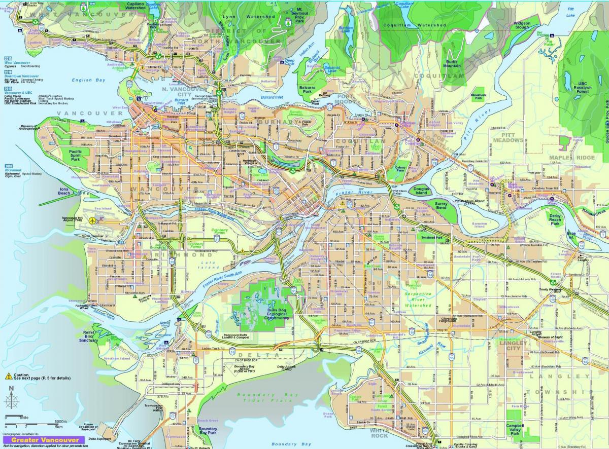 byen kartet av vancouver bc canada