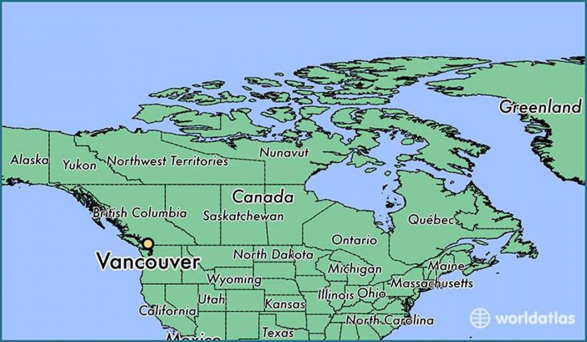 kart over canada viser vancouver
