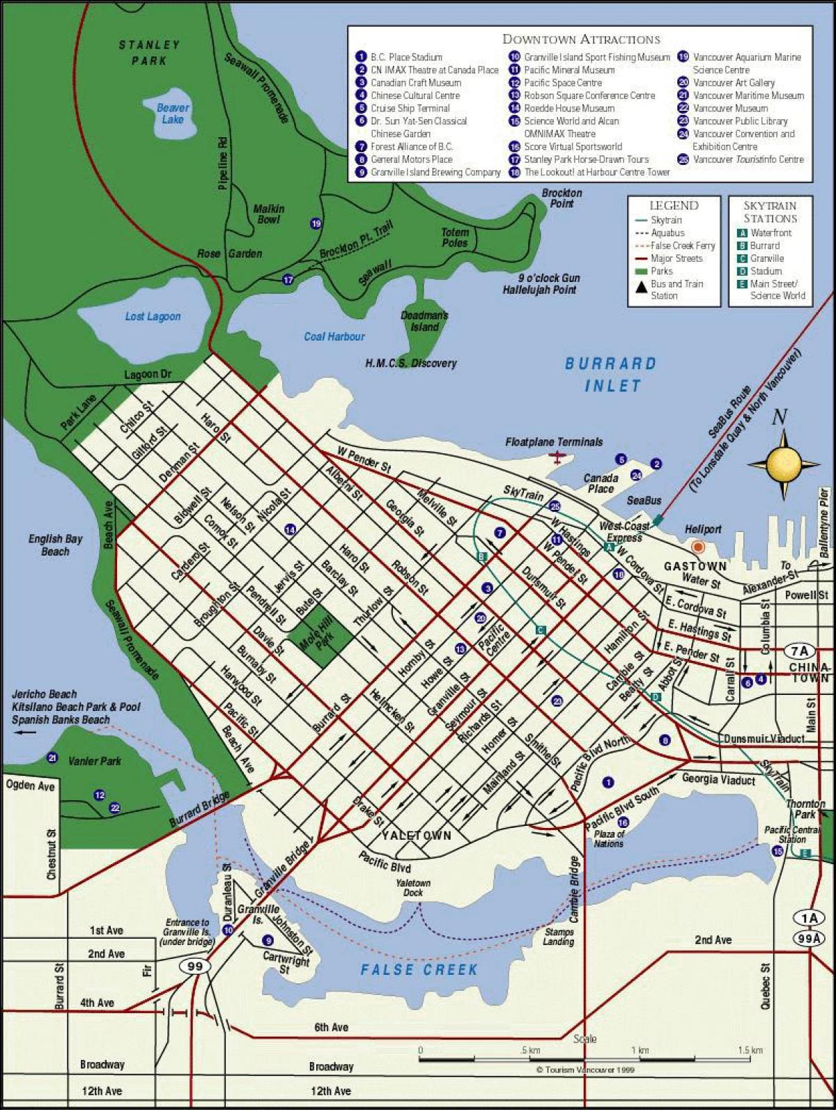 Kart av vancouver sentrum