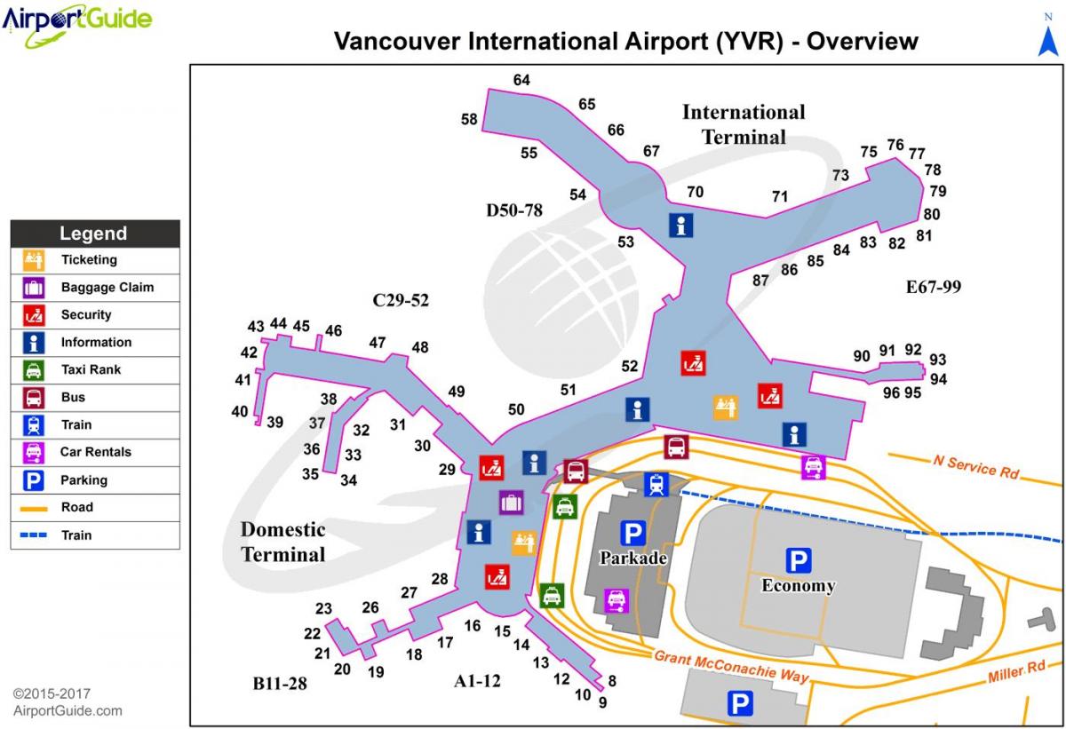 vancouver airport avganger kart