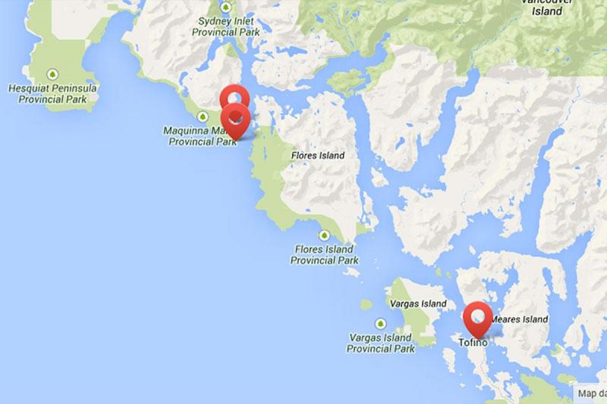 Kart av vancouver island hot springs