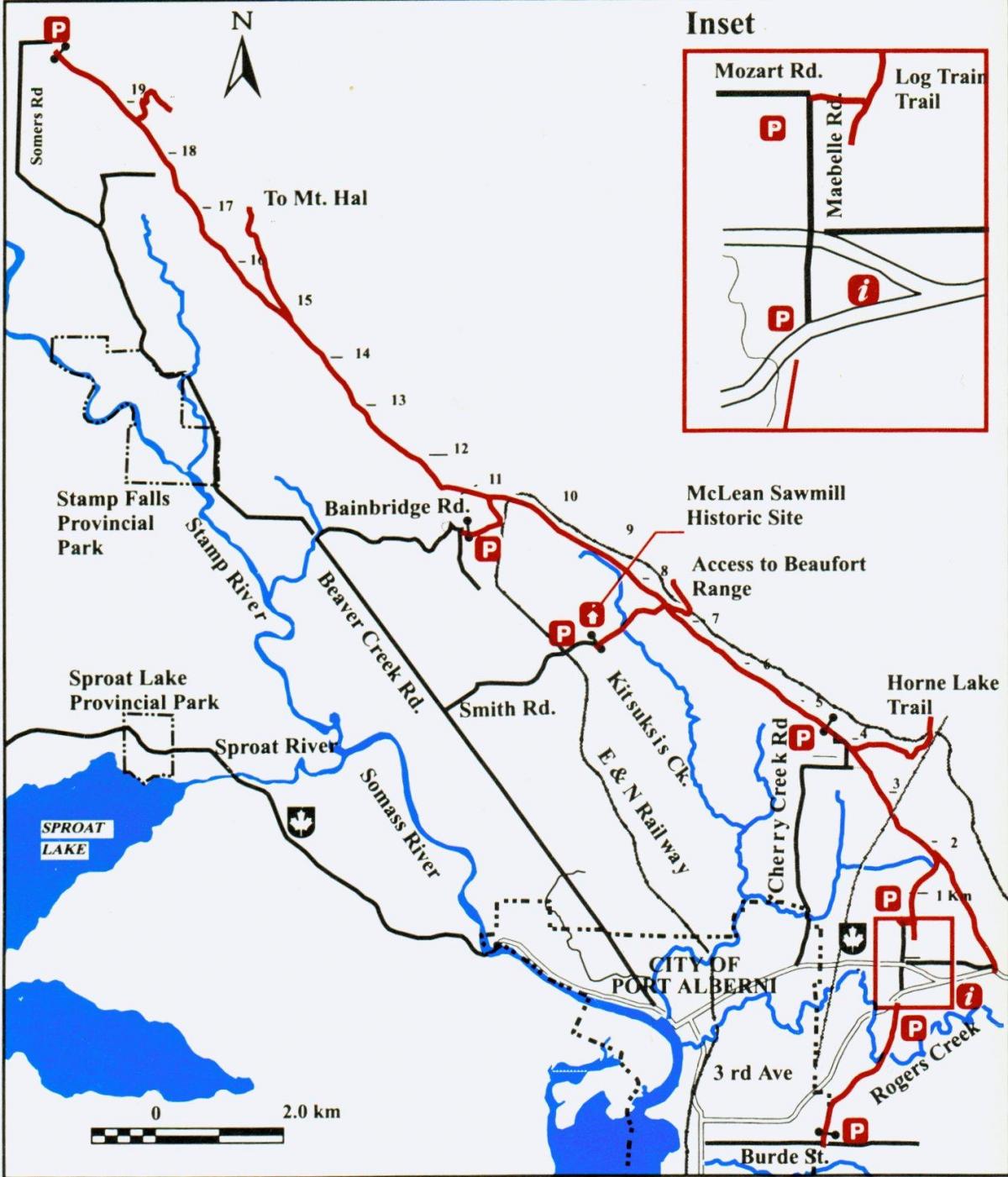 Kart av vancouver island-jernbanen