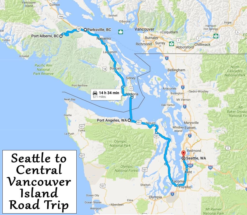vancouver island kart kjøring avstander