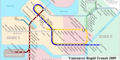Vancouver skytrain-sone kart