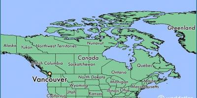 Kart over canada viser vancouver