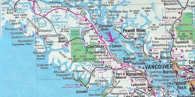 Kart av vancouver island innsjøer